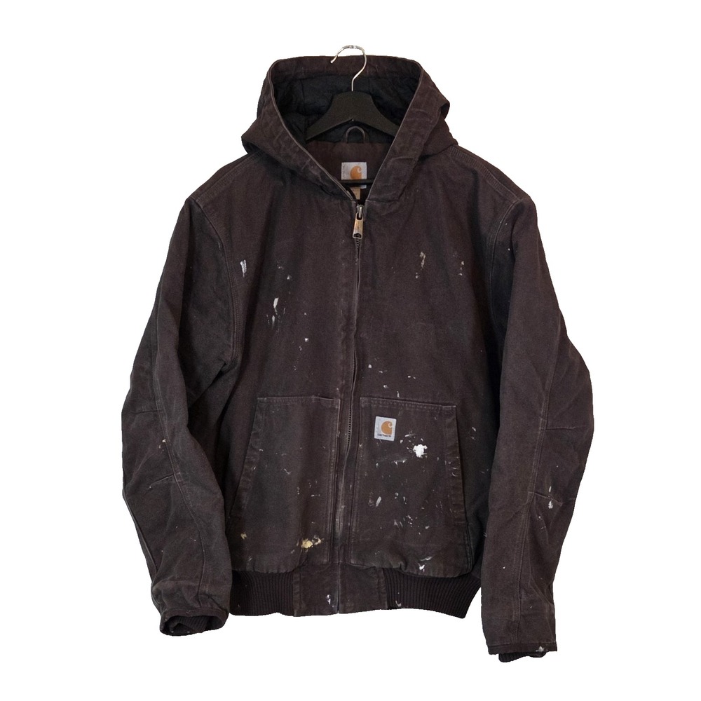 Carhartt 104050 THRASHED Paint Splattered Active Jacket Dark Brown Size L